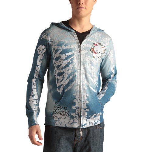 Ed Hardy Men's Skeleton Zip Up Hooded Sweater