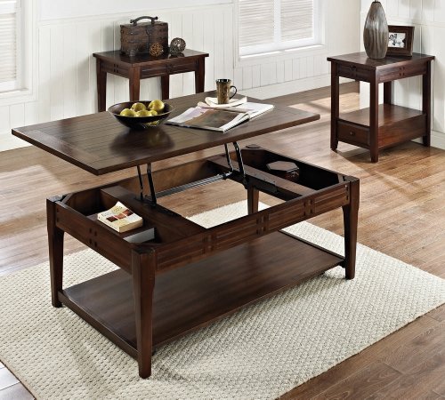 Steve Silver Crestline Rectangle Distressed Wood Lift Top Coffee Table with Casters On Sale