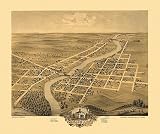 Historic Maps - Anoka Bird's Eye View Map 1869 Minnesota - Anoka County - Bird's eye view of Anoka, Anoka County, Minnesota 1869. 36x54