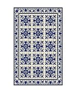 Huella deco Alfombra Bañada en Vinilo (Azul/Blanco)