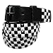 BLACK & WHITE CHECKER FOUR ROW STUD BELT - L