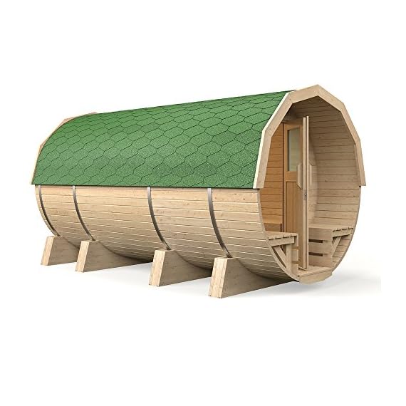 Fasssauna von ISIDOR, Gartensauna M4 deluxe 4,10, mit Espe-Saunaholz