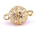 Wholesale 5 of 8mm 18K Yellow Gold Plated Round Ball Pave magnetic Clasps set with Swarovski Crystal