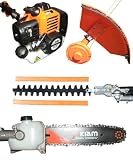Kiam Sherwood (2010) 5 in 1 2-Stroke Petrol Multi Tool Gardening System - Hedge Trimmer, Strimmer, Pruner & Chainsaw