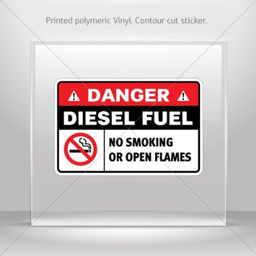 Decals Stickers Danger Diesel Fuel. No Smoking. No Open Flames. Vehicle Garage door 6 X 3.9 Inches Vinyl color print 0600 X8635