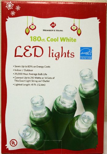 180 Count LED Cool White Christmas Holiday Lights - Saves Up to 80% on Energy Costs