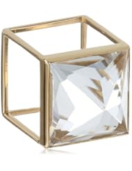 Kelly Wearstler Crescent 18k Gold Clear Faceted Crystal Ring, Size 8