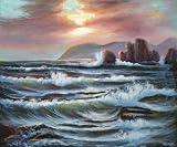 Art Reproduction Oil Painting - Seascapes: Velvet Sea - Classic 20 X 24 - Hand Painted Canvas Art