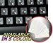 DVORAK SIMPLIFIED KEYBOARD STICKERS WITH WHITE LETTERING ON TRANSPARENT BACKGROUND