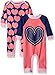 Gerber Baby Girls' 2-Pack Coverall Set, Hearts 0-3 Months