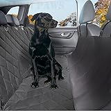 Pet Seat Cover Waterproof with 2 Bonus Pet Car Seat Belts & 2 Harnesses, Hammock, Side Flaps, Seat Anchors, Non Slip Silicone, Quilted, Machine Washable for Cars, Trucks, SUV's & Vehicles Lifetime Warranty - Black