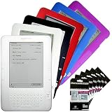 6 Colors Amazon Kindle 2 E-Book Reader Silicone Rubber Skin Cases (Clear, Black, White, Red, Blue, Purple) + 6 Packs Kindle2 Anti Scratch LCD Screen Protectors