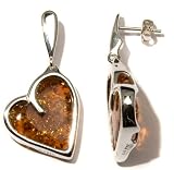 .925 Sterling Silver and Top Quality Certified Honey Amber Love Collection Earrings