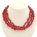 Handmade Red Ruby Quartz Necklace - Multistrand