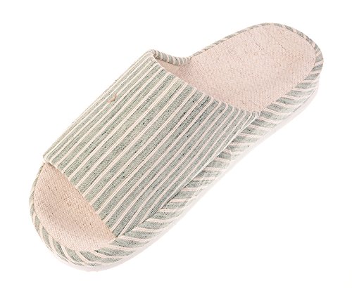 Bronze Times (TM) Unisex Vertical Stripes Indoor Cotton Flax House Slippers
