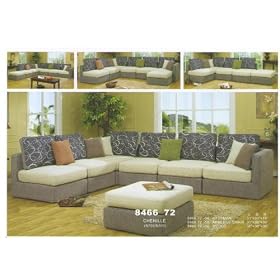 7pc Convertible Sofa Sectional Free Ottoman 8466-72(7)