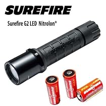 Surefire G2 LED G2L-BK Nitrolon High-Intensity LED Flashlight Black With Three Surefire Batteries