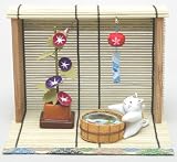 夏「猫とたらい金魚」 縮緬細工 龍虎謹製40-211/