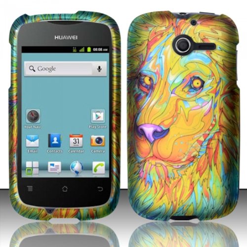 For Huawei Ascend Y M866 (StraightTalk) Rubberized Design Cover - Artistic Lion