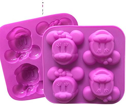 SinCook 4-Cavity Minnie Mickey Mouse DIY Candy Baking Chocolate Cake Ice Jelly Pudding Silicone Molds
