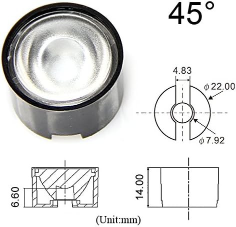 XSSY 22mm 45 Degree LED LENS for High Power IR LED CCTV Security