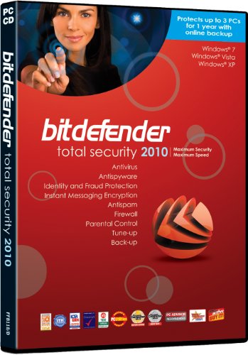 BitDefender Total Security 2010  –  1 Year 3 User with Online Backup (PC)