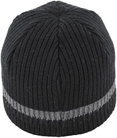 Fomas™ Men's Knitted Striped Cap Hat, L, Black/Anthracite