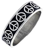 1/4 (7 mm) Sterling Silver Hand Made Peace Sign Ring