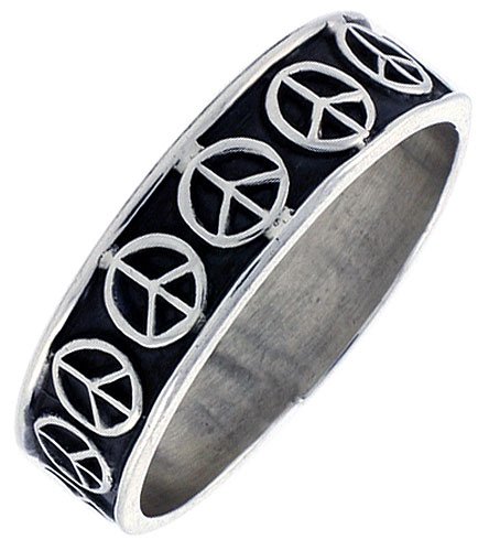 1 4 Sterling Silver Hand Made Peace Sign Ring