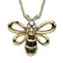 14k Yellow Gold Black and White Diamond Bee Pendant (.05 cttw, J Color, I2 Clarity)
