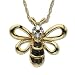 Jewelry : 14k Yellow Gold Black and White Diamond Bee Pendant (.05 cttw, J Color, I2 Clarity)