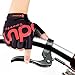BOODUN Cycling Gloves with Shock-absorbing Foam Pad Breathable Half Finger Bicycle Riding Gloves Bike Gloves B-001, Black with Red Logo, XX-Large