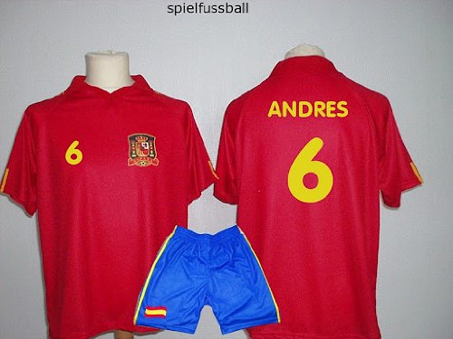 Spanien Trikot + Hose mit Wunschname + Nummer Kinder Größe 110