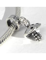 .925 Sterling Silver " Mushroom Dangle " Charm Bead Compatible with Pandora Chamilia Kay Troll Bracelet