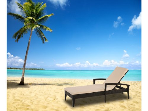 aniba Sonnenliege Rattan Capri, Sonnenliege aus Polyrattan, Farbe schwarz – inklusive Polster