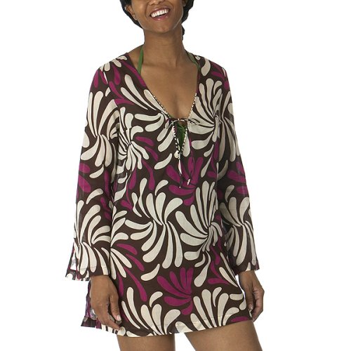 Merona Petal Print Tunic Coverup - Brown/ Rose