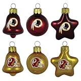 NFL Washington Redskins Blown Glass Ball, Bell & Star 6-Pack Ornament Set