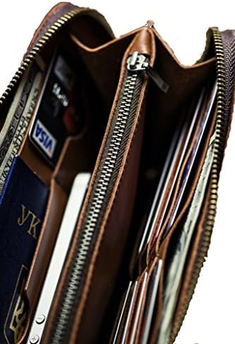 Leather wallet for men women brown unisex. Clutch wallet, money clip. Pouch Bag