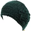 Adjustable Hand Knit Headwrap Headband Chunky Flower Wide Solid Teal