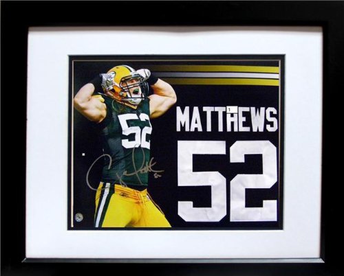 Green Bay - Clay Matthews Autographed Photo in a 20X24 Deluxe Frame - Framed NFL Photos, Plaques and Collages