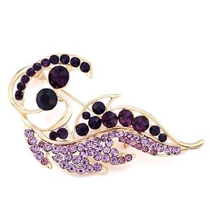 Pugster Golden February Birthstone Leaf Brooches And Pins Swarovski