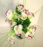 12 White Rose Artificial Silk Flowers Bouquet