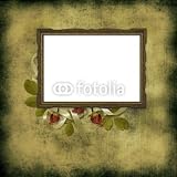 Wallmonkeys Peel and Stick Wall Decals - Old Frame with Roses over Grunge Wallpaper - Removable Graphic