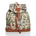 Women's Small Rucksack Backpack Tapestry Canvas Fashion Bags (Morning Garden)