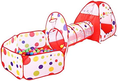 Lepapillon Pop up Kids Play Tent with Tunnel and Ball Pit Indoor for Outdoor Cute Polka Dot 3 in 1 Play House