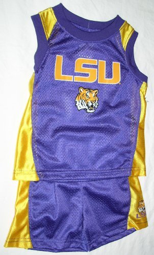 LSU Toddler Sleeveless Mesh Shirt & Short, 2 Piece Set (12M, Purple/Yellow)