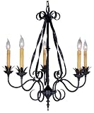 Framburg 1815 CH Charcoal Galicia Wrought Iron 5 Light Up Lighting Chandelier from the Galicia Colle
