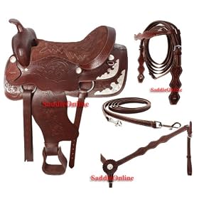 Western Leather Horse Show Saddle Tack Set 15 16 17 18