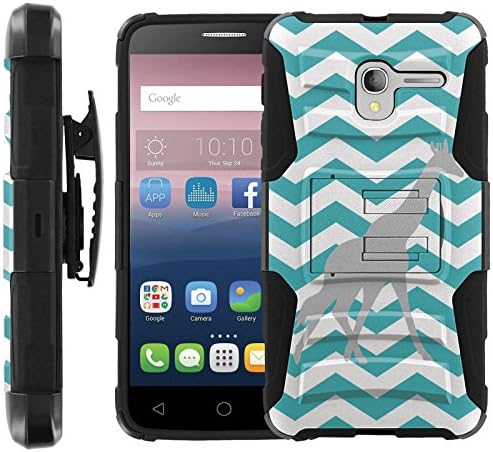 Giraffe Chavron Alcatel TRU [COMBAT] Holster Dual Layer Hybrid Hard Soft rubber Protective Case [Non-Slip] Cover drops and impacts Resilient for Alcatel TRU