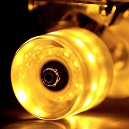 Set of 4 LED Light-up Skateboard Wheels with ABEC-7 Bearings - Smoother Quieter Ride - 60x45mm (Yellow)
